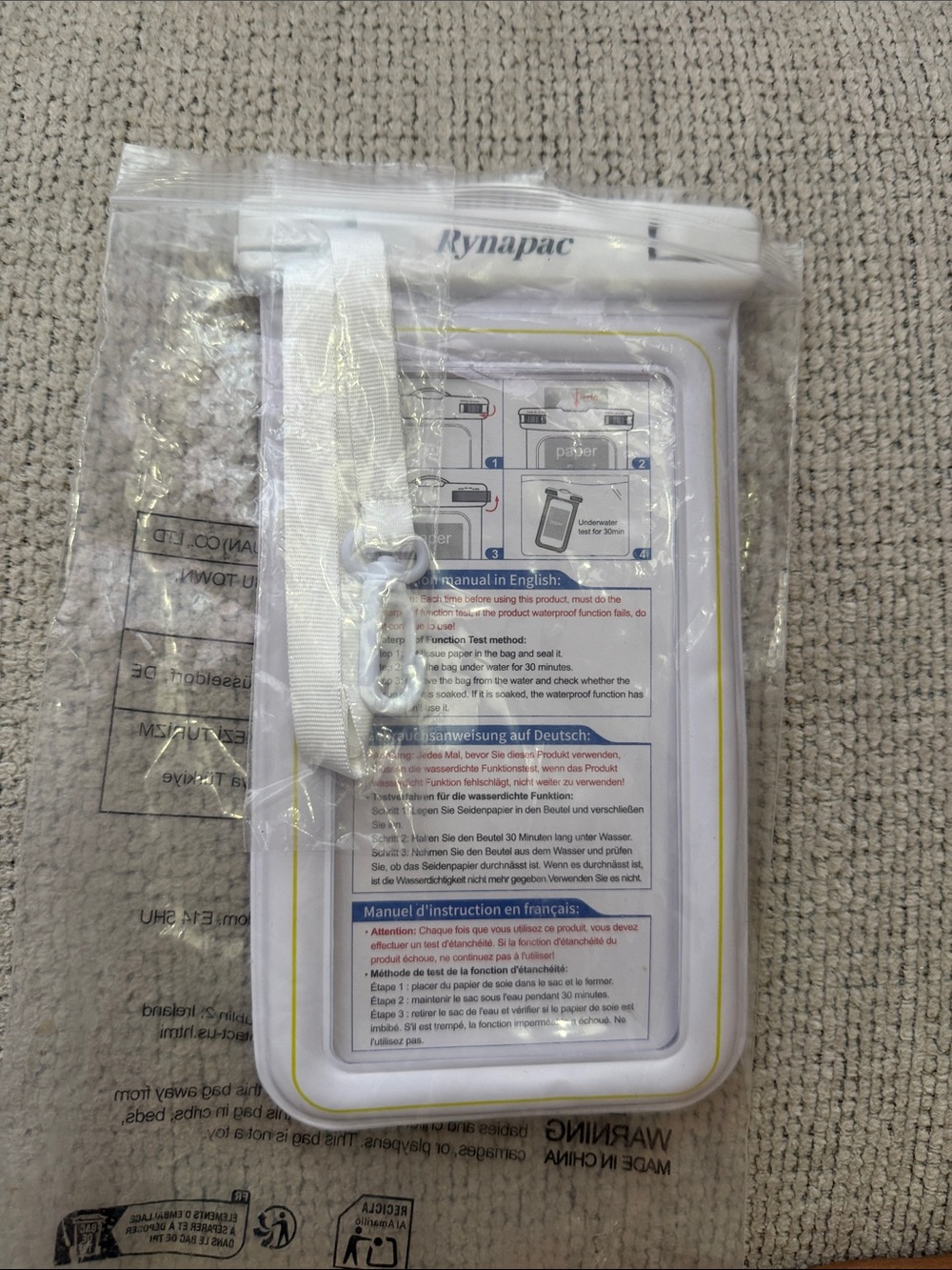 White Waterproof Phone Case with Adjustable Lanyard